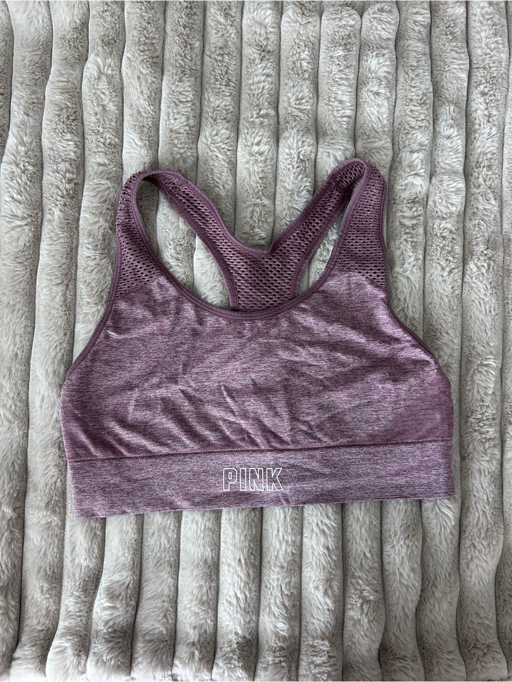 PINK Victoria's Secret Heathered Mauve Racerback Sports Bra